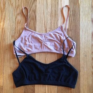 Miakoda Bralettes set of 2 black and tan size S/M Small/Medium